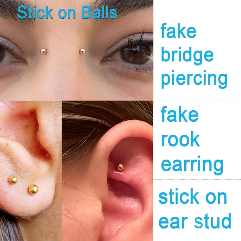 QWALIT Fake Lip Ring Fake Lip Piercing Fake Piercings Fake Nose Ring Hoop Fake Face Piercing Fake Lip Stud Fake Nose Stud Stick on Fake Eyebrow Piercing Fake Eyebrow Ring Fake Piercing Balls Silver - Image 5